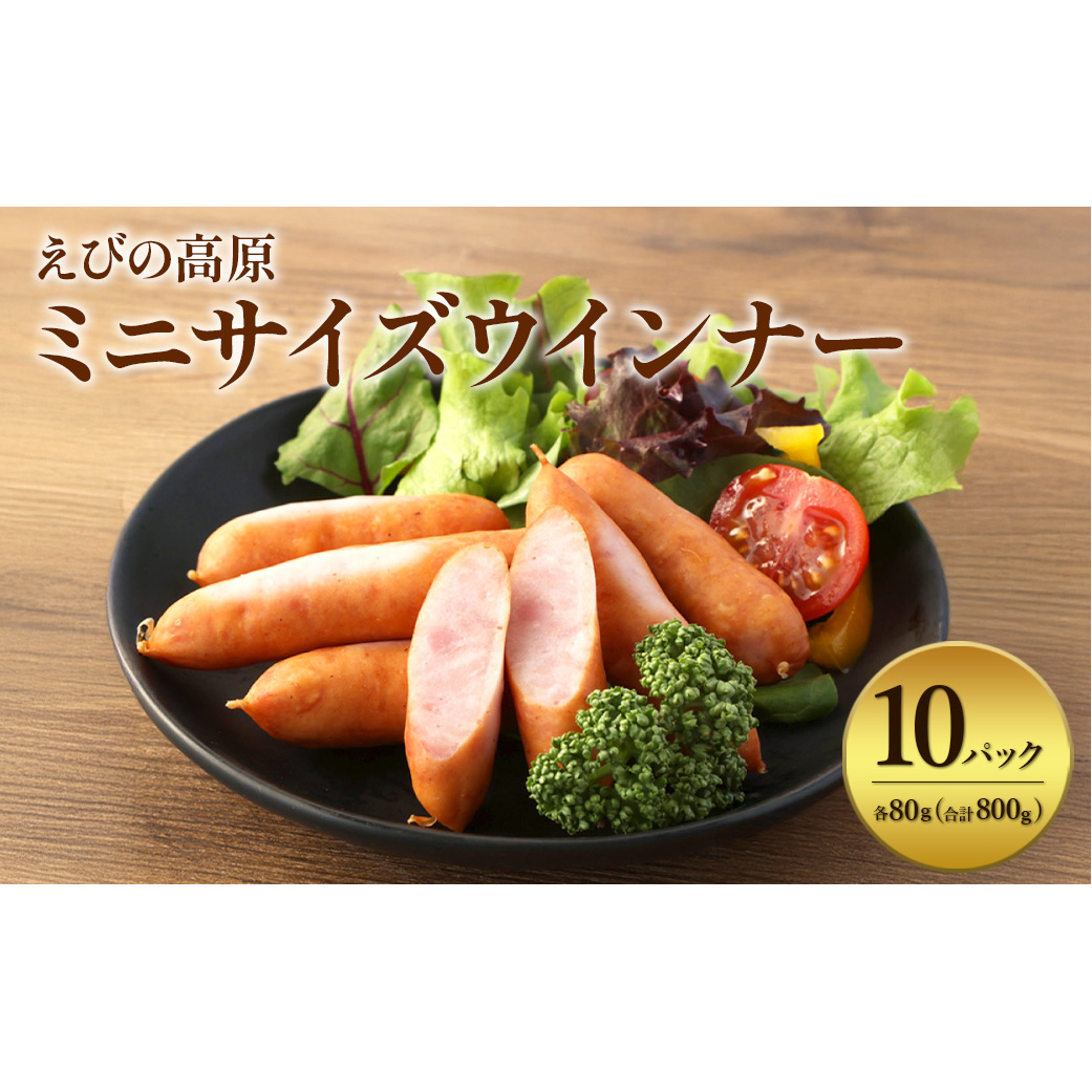 えびの高原 ミニサイズ ウインナー 80g×10パック 合計 800g 豚肉 牛肉 人気 おかず お弁当 おつまみ 総菜 冷蔵 加工品 焼肉 ギフト 九州 宮崎県 えびの市  宮崎県えびの市9500肉