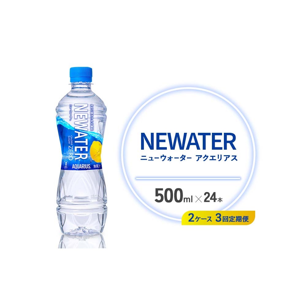 【3回定期便】アクエリアス ニューウォーター 500ml PET【コカ・コーラ】ペットボトル 2ケース(48本) 定期便 3回(144本) セット スポーツドリンク スポドリ カロリーゼロ 熱中症対策 水分補給 清