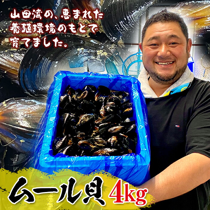 明神丸かき・ほたてきちのムール貝4kg 【沖縄県・離島配送不可】  魚貝 魚介 海産物 食品 YD-518岩手県山田町12000魚介・海産物その他 魚介・海産物