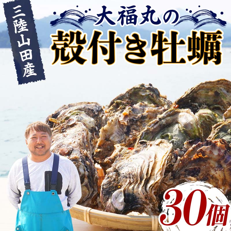 大福丸の殻付き牡蠣 30個 【三陸山田産】【沖縄・離島配送不可】三陸山田 山田町 山田湾 海産品 かき  生牡蠣 生がき 生ガキ 海の幸 カキ 牡蠣 貝 魚介 海産物 食品 YD-722岩手県山田町12000魚