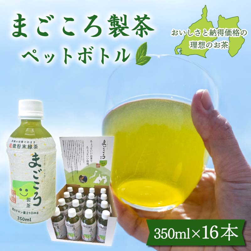 まごころ製茶 ペットボトル 350ml 16本 セット お茶 藤枝茶 緑茶 日本茶 飲料 持ち運び 便利 ペットボトル茶 微粉末緑茶 カテキン ご褒美 贈答 プレゼント 静岡県 藤枝市静岡県藤枝市39000お茶