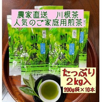 川根茶 ご家庭用 普通煎茶やまびこ2kg (200g袋×10袋セット) お茶 緑茶 川根産 南アルプス 高級茶 自家製茶園 2kg 静岡県島田市37000お茶・飲料お茶