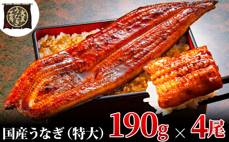 うなぎ蒲焼 190g×4尾(760g) うなぎ ウナギ 鰻 蒲焼 蒲焼き冷凍 国産 大五 大五通商 静岡 島田市静岡県島田市25000魚介・海産物うなぎ