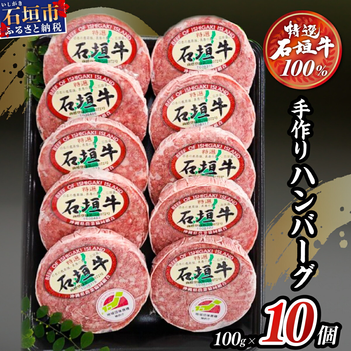 石垣牛 ハンバーグ セット (100g×10個)<2025年10月発送>【国産 石垣牛100% 沖縄 石垣島産 高級 黒毛和牛 ビーフ ハンバーグセット 】A-06_10沖縄県石垣市17000鍋セット・総菜・加工食品総菜