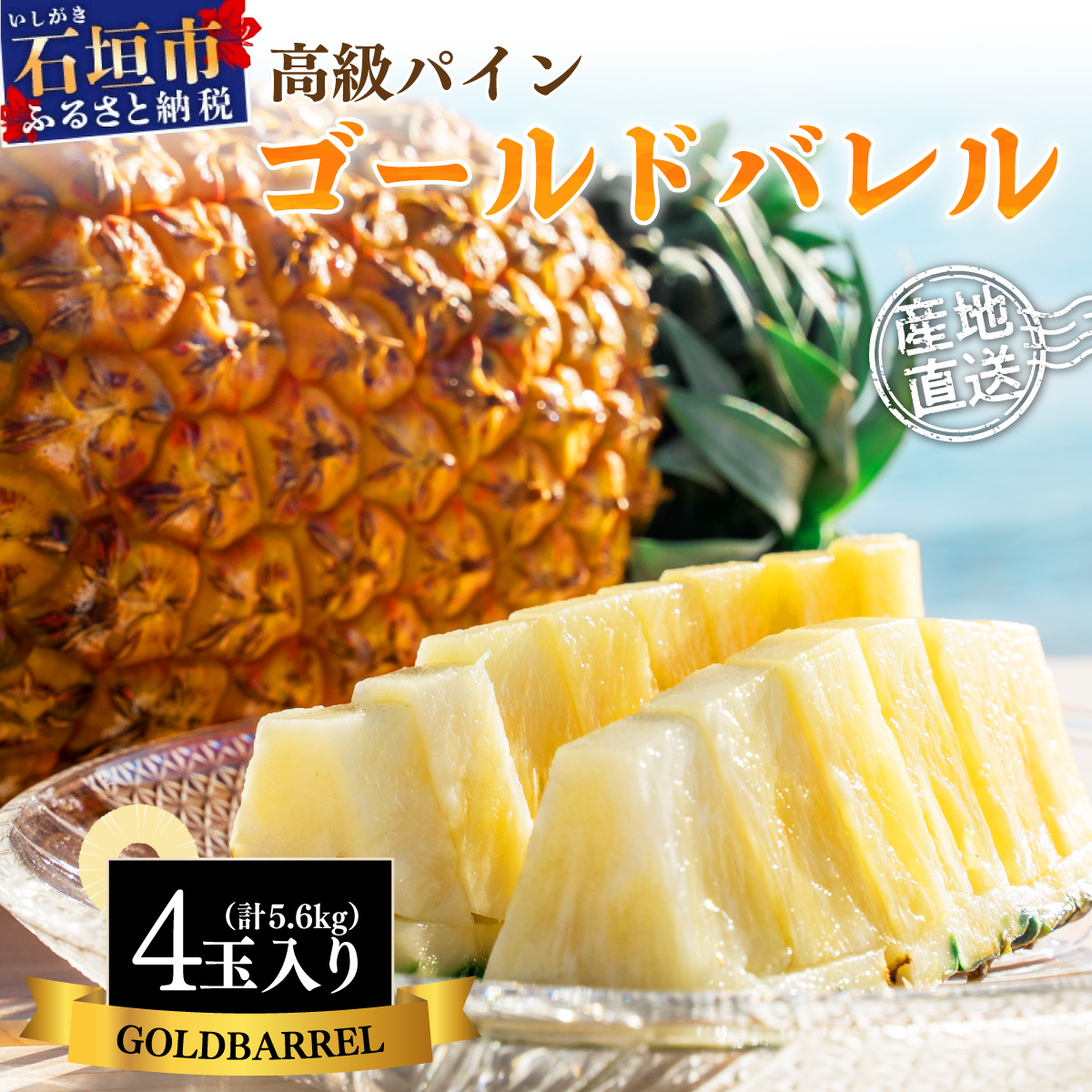 【先行予約】《2025年夏季 順次発送》中玉ゴールドバレル4玉 約5.6kg【 産地直送 沖縄 石垣 フルーツ パイナップル パイン ゴールドバレルパイン 】SI-115沖縄県石垣市30000果物・フルーツマン