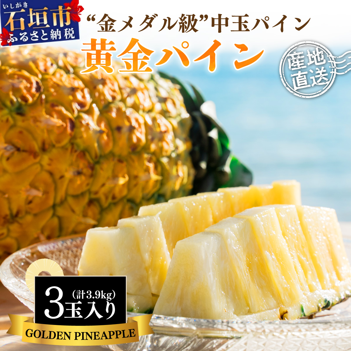 【先行予約】石垣島産 中玉 黄金パイン 3玉 合計約3.9kg《2025年夏季 順次発送》【 産地直送 沖縄 石垣 フルーツ パイナップル パイン 黄金パイン 】 SI-121沖縄県石垣市19000果物・フルーツマ