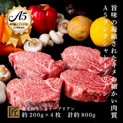 おやま和牛 A5 極 シャトーブリアン 約200g×4枚【配送不可地域:離島】【1096922】栃木県小山市180000肉牛肉
