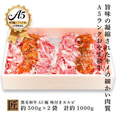 おやま和牛 A5 極 味付きカルビ約500g×2【配送不可地域:離島】【1096953】栃木県小山市30000肉加工肉(ハム・ソーセージ等)