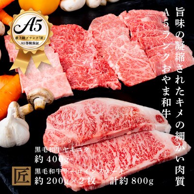 おやま和牛 A5 極 「サーロイン約200g×2枚」 と 「焼肉約400g」【配送不可地域:離島】【1096956】栃木県小山市68000肉牛肉