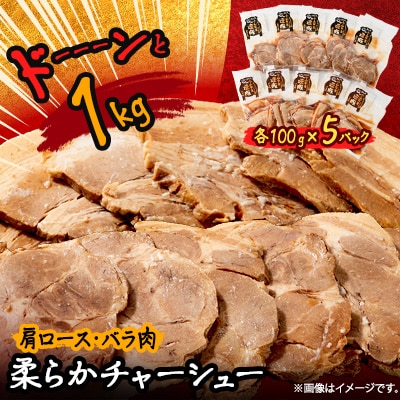 ドーーーンと1kg 柔らかチャーシュー 肩ロース・バラ肉(各100g×5パック)【配送不可地域:離島】【1485686】栃木県小山市19000肉加工肉(ハム・ソーセージ等)