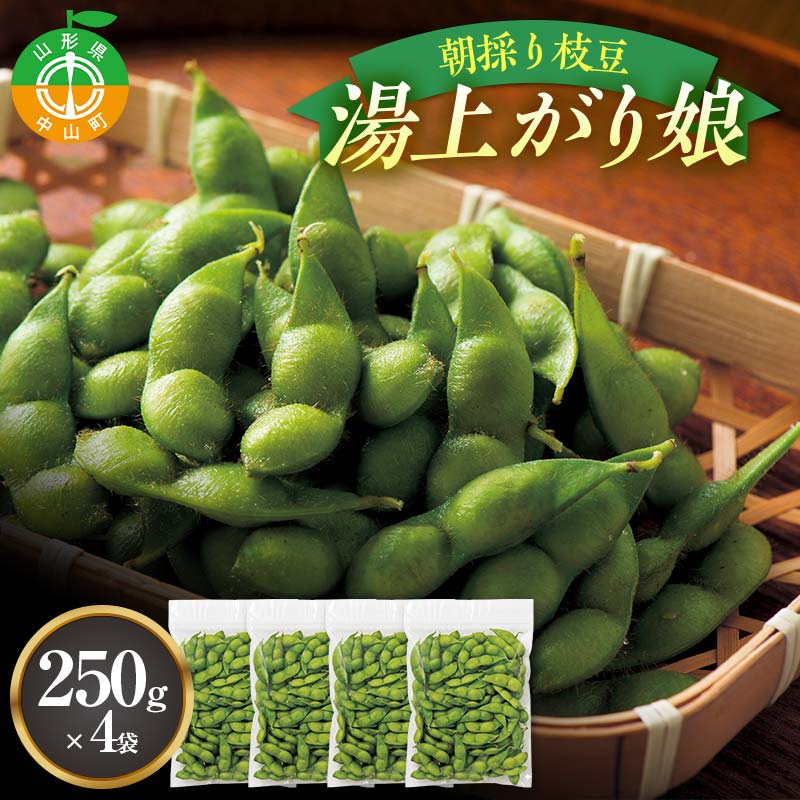 《2025年 先行予約》山形県中山町産 朝採り枝豆 湯上がり娘(250g×4) 山形県産 おつまみ 朝どれ 新鮮 F4A-0306山形県中山町8000野菜・きのこ豆類