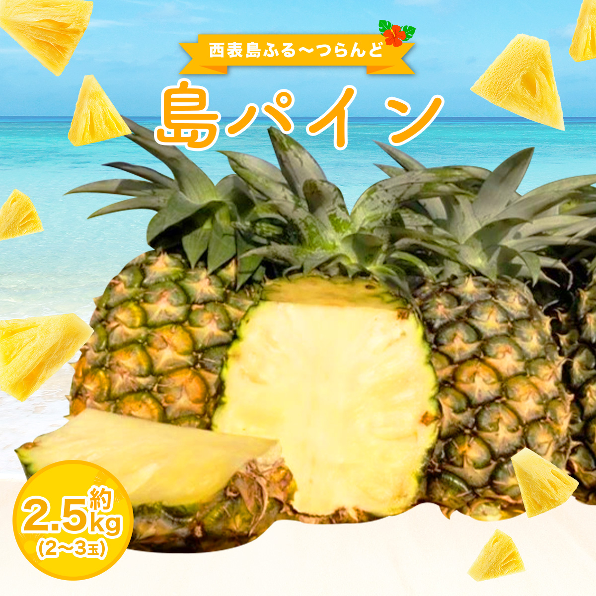 2026年 先行予約 島パイン (ハワイ種) 約2.5kg(2〜3玉) パイナップルの王道 西表島産 パイン 果物 フルーツ沖縄県竹富町10000果物・フルーツマンゴー・パイナップル