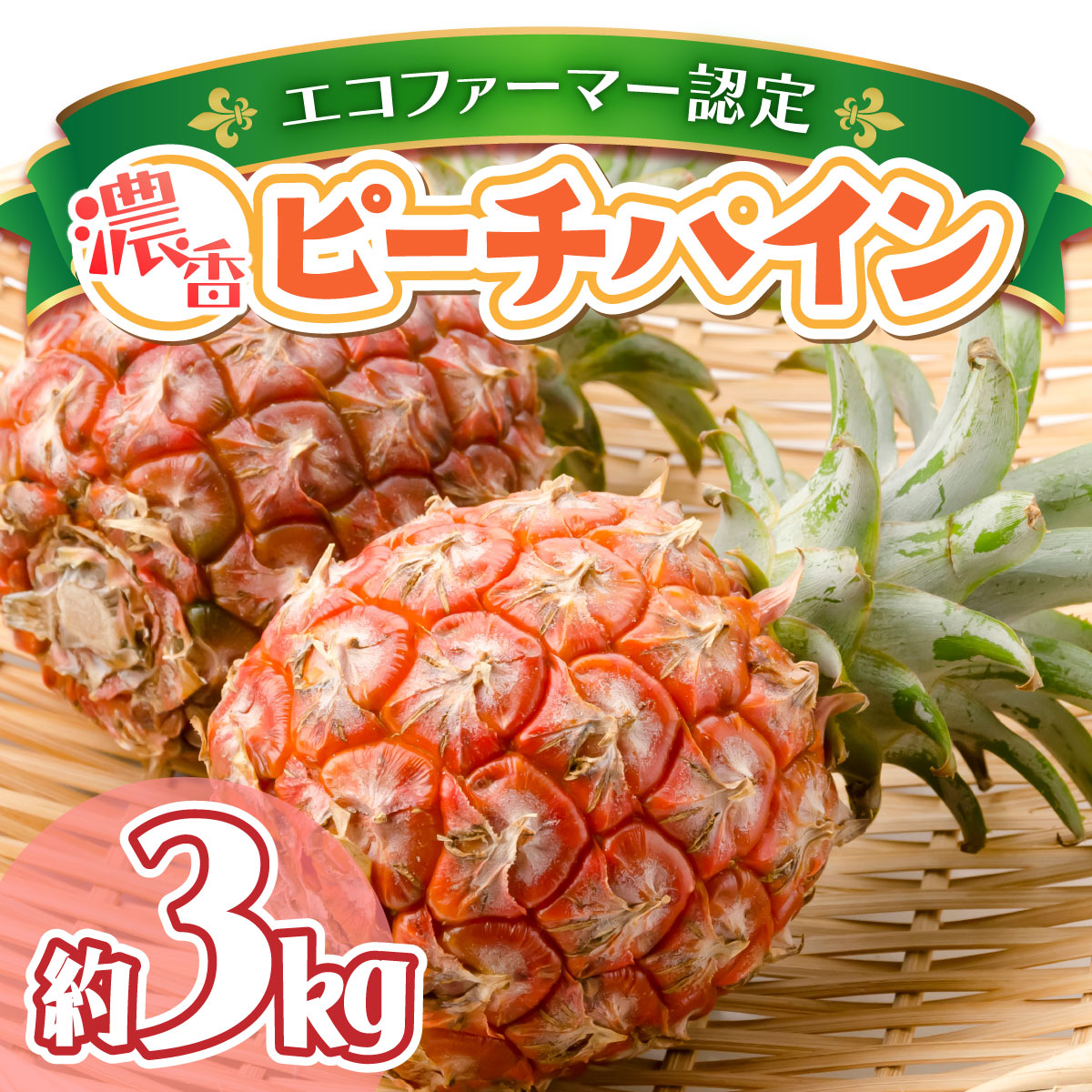 2026年 先行予約 栽培期間中 農薬不使用 ピーチパイン 約3kg ★絶品★西表島 濃香 初エコファーマー認定 036-a002_2026沖縄県竹富町15000果物・フルーツマンゴー・パイナップル