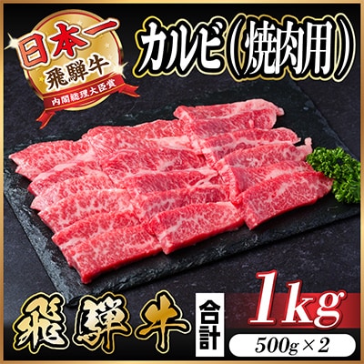 飛騨牛 厳選カルビ(焼肉・BBQ用)1kg A4〜A5等級 小分け【配送不可地域:離島】【1487353】岐阜県羽島市22000肉牛肉