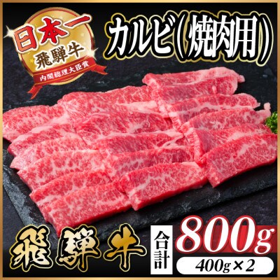 飛騨牛 厳選カルビ(焼肉・BBQ用) 800g(400g×2) A4〜A5等級 小分け【配送不可地域:離島】【1543784】岐阜県羽島市18000肉牛肉