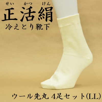 正活絹 冷えとり靴下 ウール先丸 4足セット(LLサイズ)【1583835】岐阜県羽島市21000衣類・装飾品・工芸品その他 装飾品・工芸品