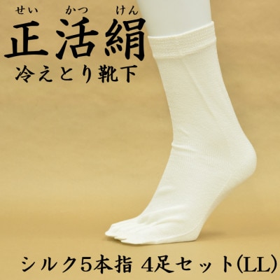 正活絹 冷えとり靴下 シルク5本指 4足セット(LLサイズ)【1584064】岐阜県羽島市24000衣類・装飾品・工芸品その他 装飾品・工芸品