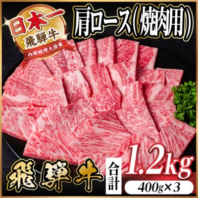 飛騨牛 厳選肩ロース(焼肉・BBQ用)1.2kg(400g×3) A4〜A5等級【冷凍便】小分け【配送不可地域:離島】【1674166】岐阜県羽島市32000肉牛肉