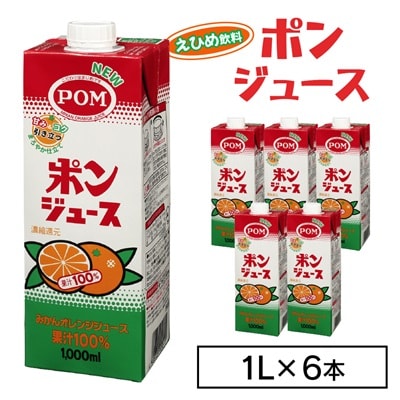 えひめ飲料 ポンジュース1L×6本【配送不可地域:離島・沖縄】【1499873】茨城県14000お茶・飲料果汁・野菜飲料