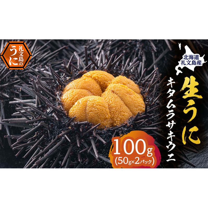 北海道 礼文島産 採れたて キタムラサキウニ 塩水パック 50g×2 生うに 生ウニ 塩水うに 魚貝類 雲丹北海道礼文町26000魚介・海産物イカ・タコ・ウニ