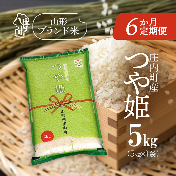 <11月下旬発送>庄内米6か月定期便!つや姫 5kg(入金期限:2025.10.25)山形県庄内町96000米・パン白米
