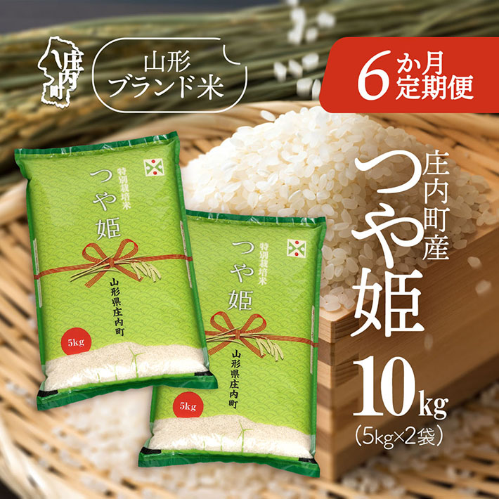 <11月下旬発送>庄内米6か月定期便!つや姫 10kg(入金期限:2025.10.25)山形県庄内町186000米・パン白米