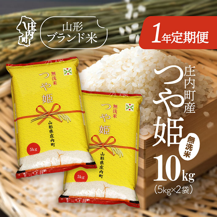 <11月下旬開始>庄内米1年定期便!つや姫無洗米 10kg(入金期限:2025.10.25)山形県庄内町444000米・パン無洗米