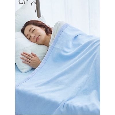 綿毛布 シーツ 寝具セット シングル 綿毛布とかんたんシーツのセット ブルー【1134121】和歌山県橋本市25000雑貨・日用品寝具・タオル