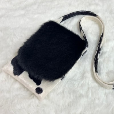 OKADA TEXTILE MINIサコッシュ エコファーバッグ ホルスタイン柄白黒【1511930】和歌山県橋本市10000衣類・装飾品・工芸品鞄・バッグ