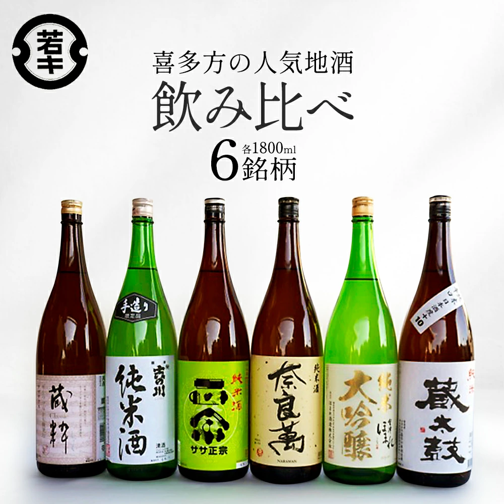 日本酒 喜多方の地酒 1.8L×6銘柄飲み比べセット 純米酒 飲み比べ 吉の川 奈良萬 ササ正宗 喜多の華蔵太鼓 蔵粋 会津ほまれ純米大吟醸 吉の川酒造 夢心酒造 笹正宗酒造  喜多の華酒造 小原酒