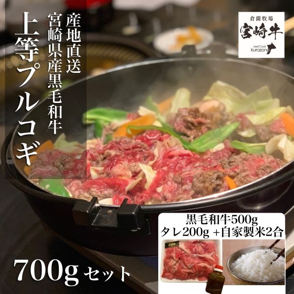 【黒毛和牛専門店の味】特製ダレ付き宮崎黒毛和牛上等プルコギセット(国産 和牛 黒毛和牛 プルコギ 米 人気 限定)宮崎県小林市10000肉牛肉