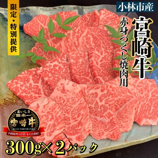 【数量限定】A5等級 小林市産宮崎牛赤身づくし焼肉用 600g(内閣総理大臣賞4大会連続受賞 牛肉 黒毛和牛 宮崎牛 牛肉 お肉 焼肉)宮崎県小林市20000肉牛肉