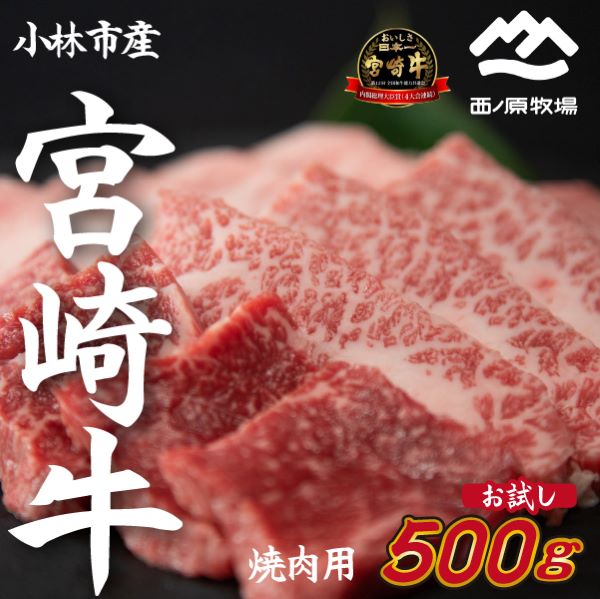 【生産直送】 国産 牛肉 宮崎牛 おためし焼肉 500g×1P(お肉 モモ ウデ すき焼き 焼肉 赤身)宮崎県小林市12000肉牛肉