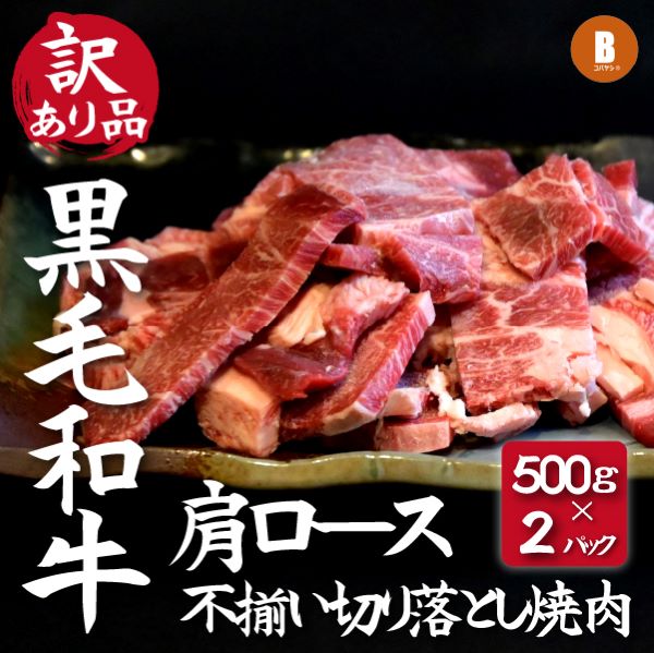 【訳あり】黒毛和牛肩ロース不揃い切り落とし焼肉 500g×2P(国産 牛肉 和牛 黒毛和牛 宮崎県産 不揃い 訳あり 焼肉 ロース )宮崎県小林市17000肉牛肉
