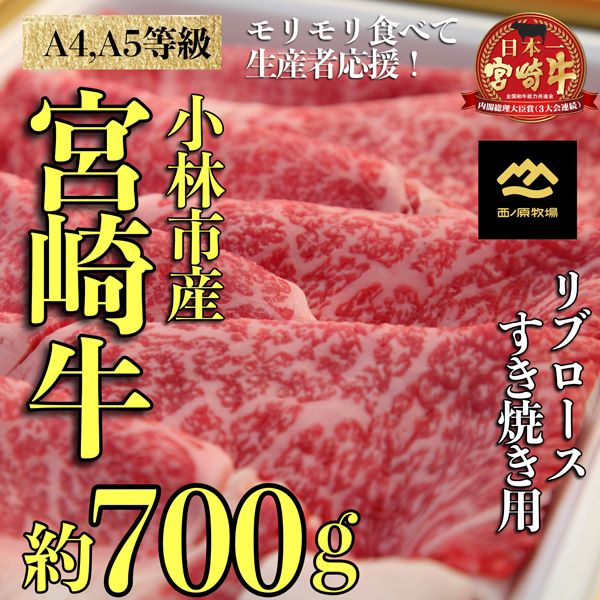 【A4等級以上】宮崎牛リブロースすき焼き用 牛肉 黒毛和牛 宮崎牛 ブランド牛 すき焼き 内閣総理大臣賞宮崎県小林市30000肉牛肉
