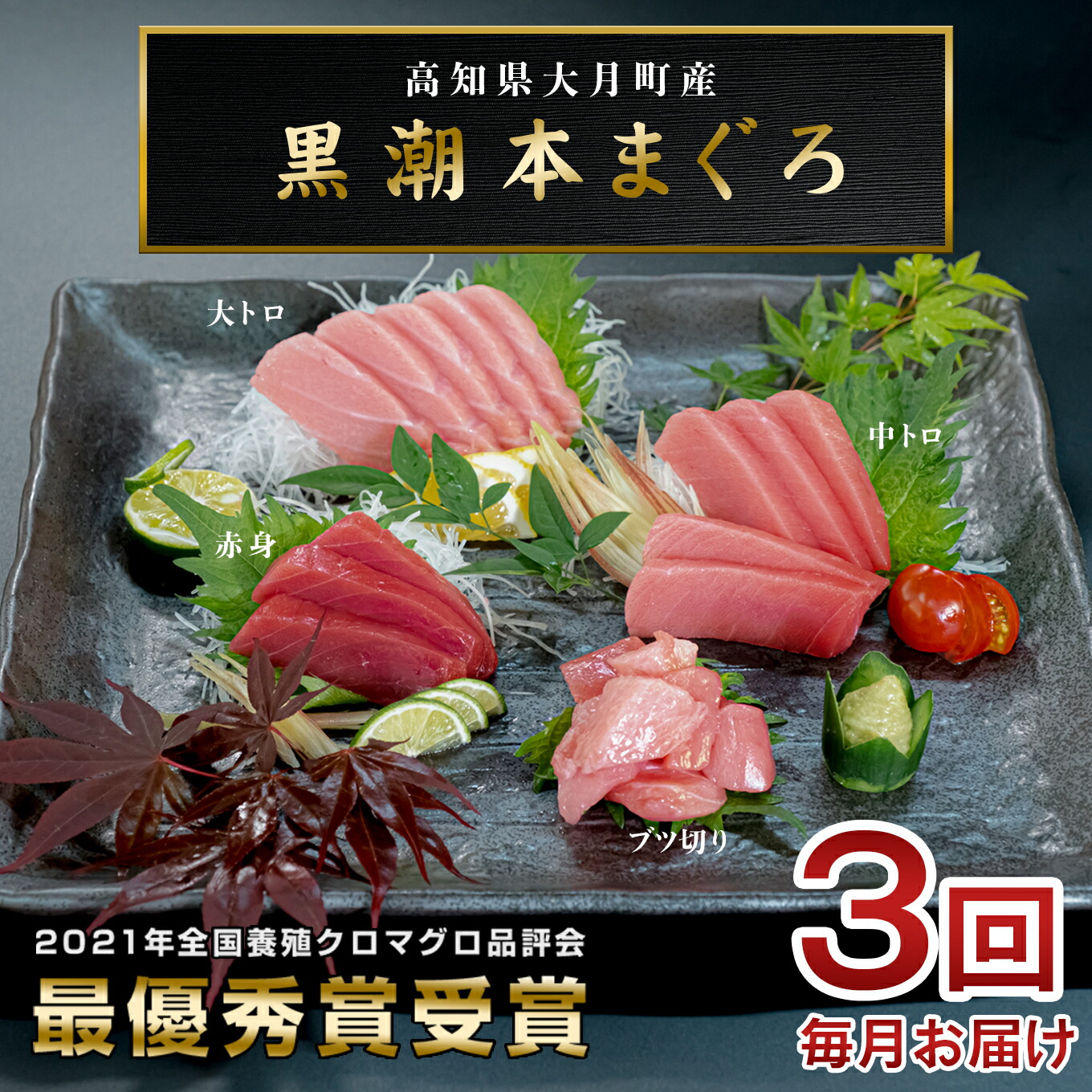 【3回お届け】黒潮本マグロ 贅沢! 食べ比べセット高知県大月町55000魚介・海産物