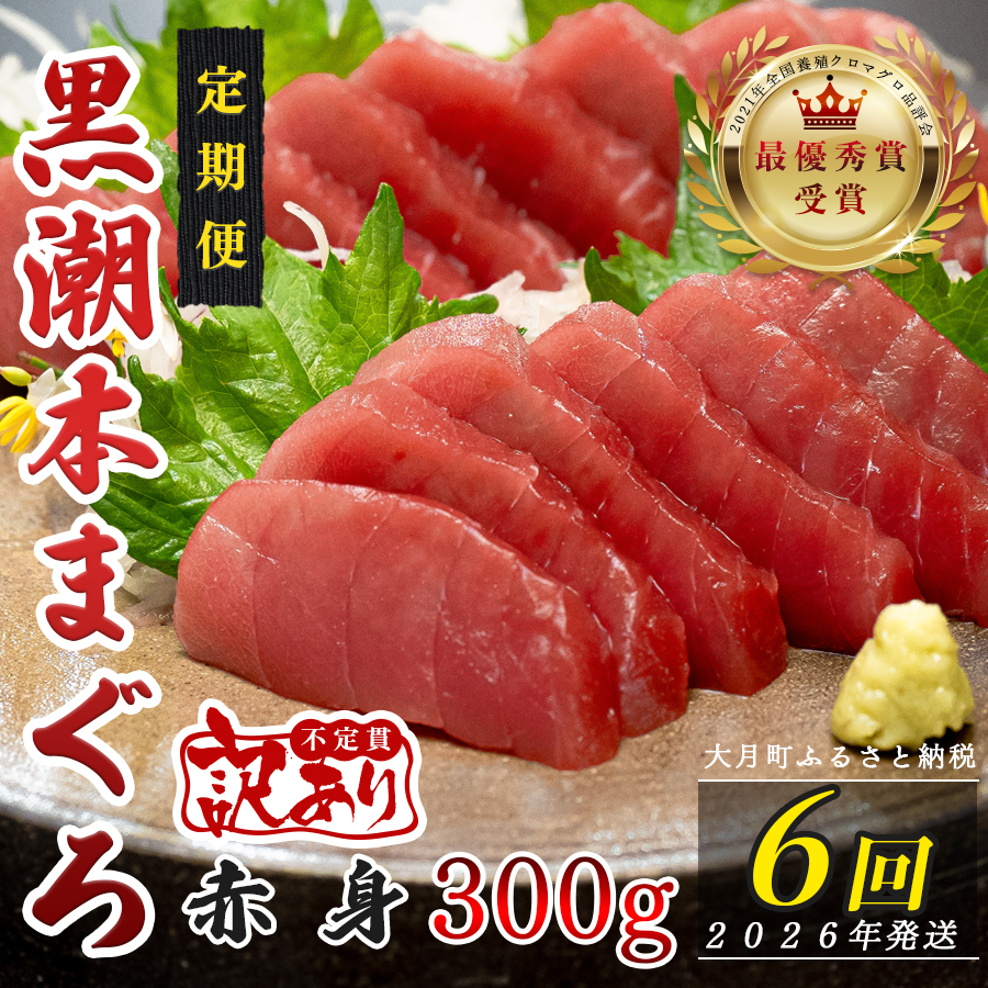 【定期便 6回】高知県産 本マグロ 赤身 養殖 2柵 300g (不定貫)高知県大月町65000魚介・海産物鮮魚
