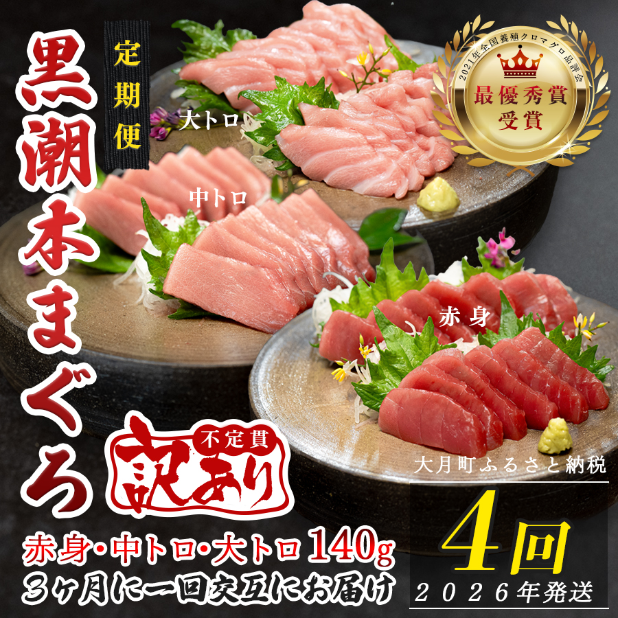 【定期便 4回】高知県産 本マグロ 大トロ・中トロ・赤身 (不定貫) 月替わり高知県大月町50000魚介・海産物鮮魚
