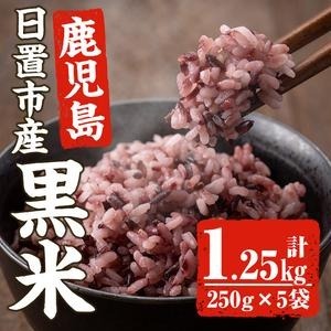 No.466 日置市産宮田黒米(計1.25kg・250g×5袋) 国産 九州産 お米 黒米 小分け 玄米 雑穀米 古代米 ご飯 ごはん【末永商店】鹿児島県日置市9000米・パン玄米・雑穀米・もち米・餅