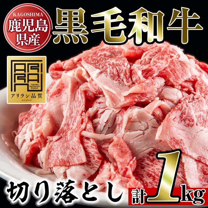 No.706 鹿児島県産黒毛和牛切り落とし(計1kg・250g×4P)【アリラン飯店】鹿児島県日置市14000肉牛肉