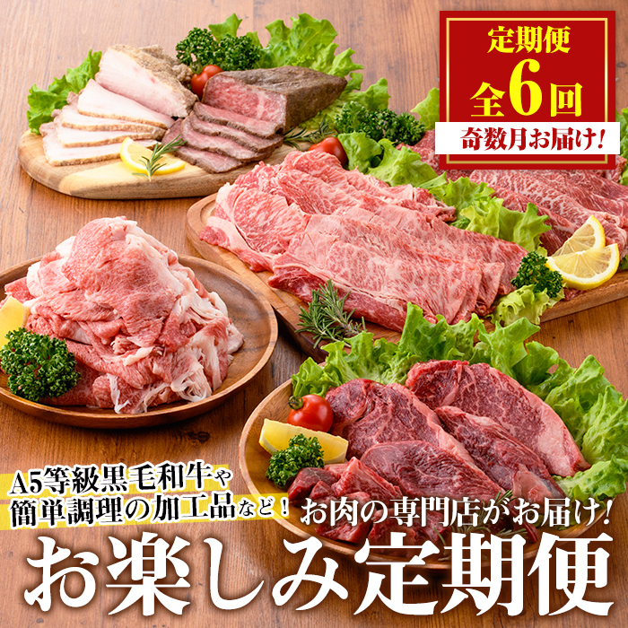 No.1246 <定期便・全6回(奇数月)>お楽しみ!大人気の返礼品定期便 お試しコース(総重量5kg以上・ステーキ、霜降り焼肉、ローストビーフ等) 牛肉 黒毛和牛 定期便 ギフト 贈答【カミチク】