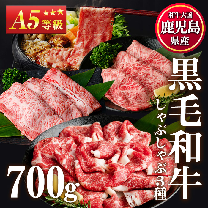 No.508-03 <A5等級>鹿児島県産黒毛和牛すき焼きしゃぶしゃぶ(計700g・霜降りスライス200g、赤身スライス200g×、特選切り落とし300g・各1P)【カミチク】鹿児島県日置市16500肉牛肉