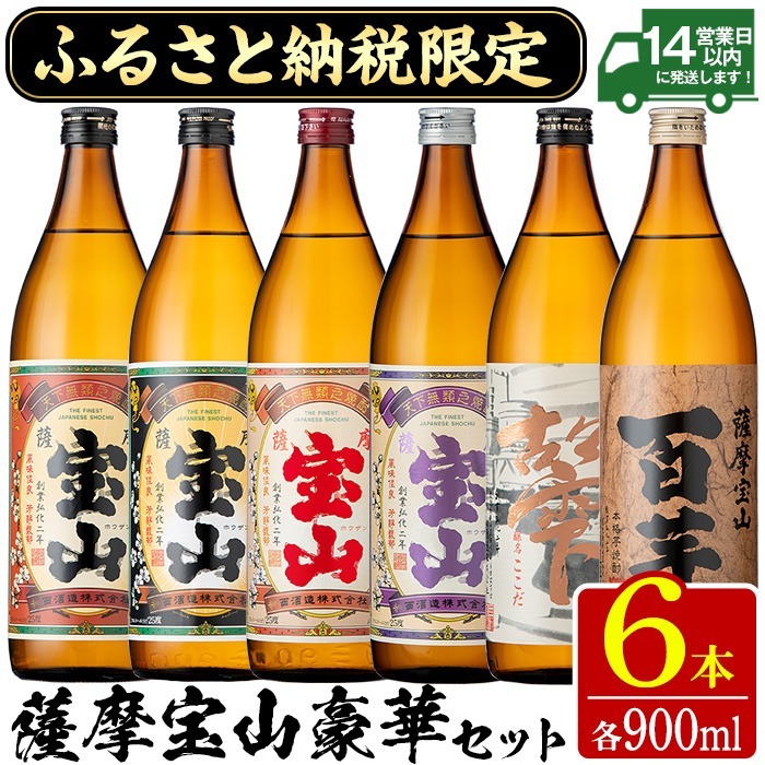 No.253 ふるさと納税限定!人気の焼酎!薩摩宝山豪華セット(6銘柄×各900ml 計6本) 焼酎 酒 アルコール 宝山 芋焼酎 薩摩芋 常温 常温保存 セット 飲み比べ 鹿児島 日置市【西酒造】鹿児島県日