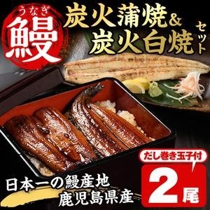 No.198 鹿児島県産鰻の味わいセット!うなぎの炭火蒲焼(1尾・タレ付)&うなぎ炭火白焼き(1尾・生わさび付)自慢の出汁巻き卵付き! 国産 鰻 ウナギ 卵焼き おかず お土産 セット 冷凍【家むら